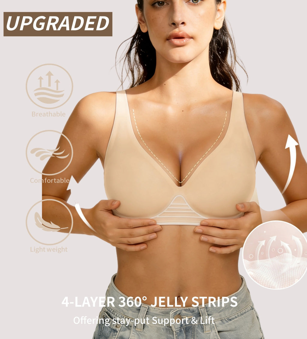 Adarados Women Seamless Wireless Push Up Bras Deep V No Underwire Supportive Everyday Bra Full Coverage Plunge Bralettes