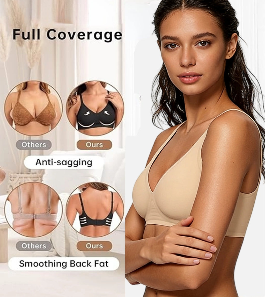 Adarados Women Seamless Wireless Push Up Bras Deep V No Underwire Supportive Everyday Bra Full Coverage Plunge Bralettes