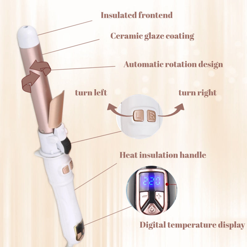 2024 Newest Automatic Curling Wand Rotating Curling Iron, Professional 28mm/1.1 Inch Hair Curler Hair Styling Irons Fast Heating Wand for Medium/Long Hair