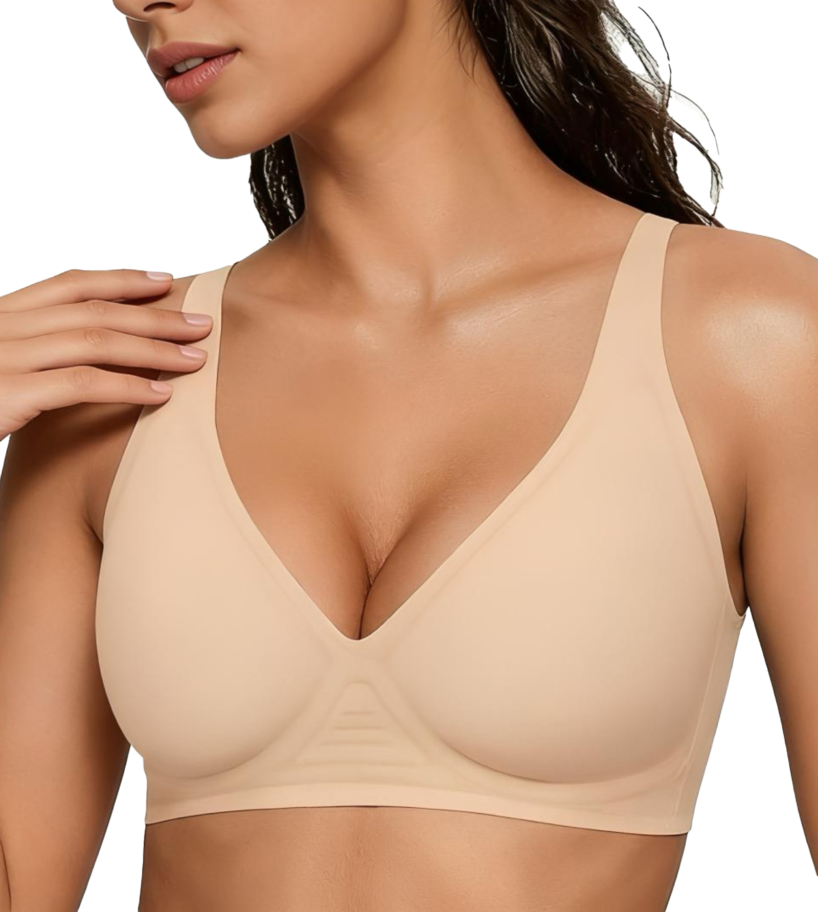 Adarados Women Seamless Wireless Push Up Bras Deep V No Underwire Supportive Everyday Bra Full Coverage Plunge Bralettes