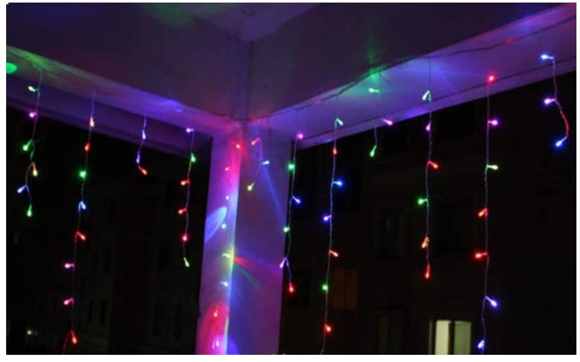 Dopheuor Icicle Fairy Lights 400LED 32.8ft 75Drops 8 Modes Waterproof String Lights for Outdoor Eaves Curtain Christmas Trees Party Decor